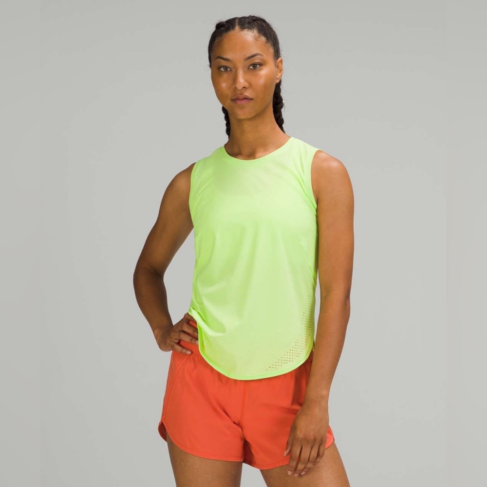Lululemon High Neck Split Hem Run Tank in Neo Mint Activewear Running Training